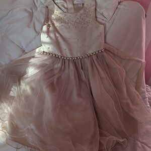 Harlow Cream Kids Dress with Pearl Accents